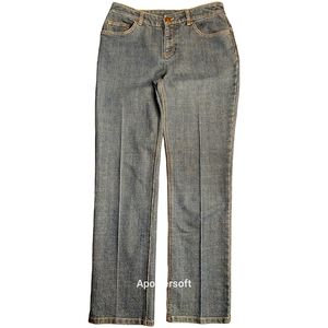 Jones New York Stretch Jeans Straight Leg, Size 10, Medium Wash